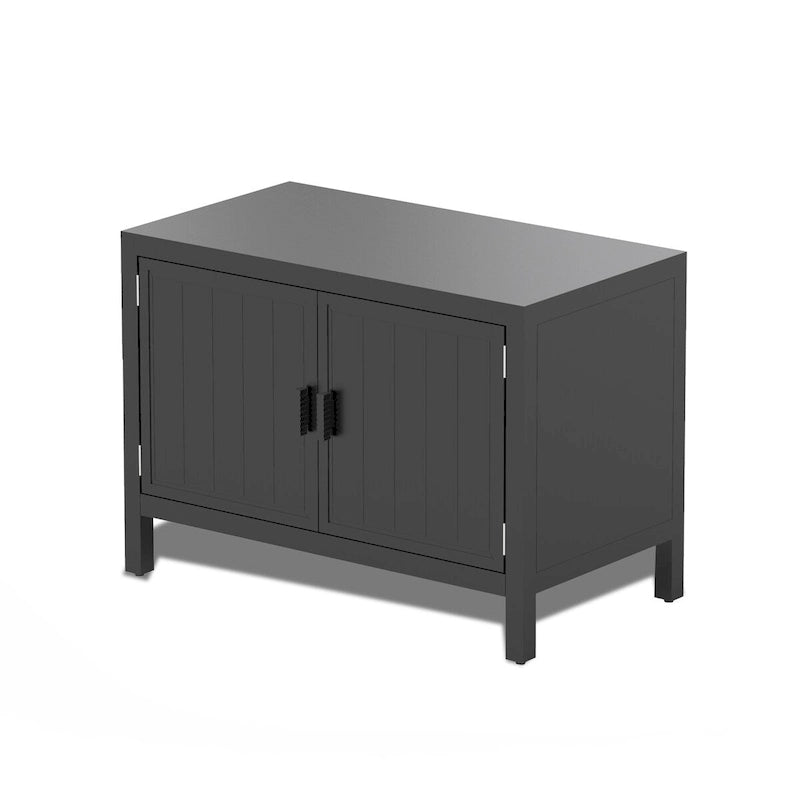 Bureau informatique avec huche et rangements - Merisier sélectionné