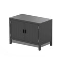 Bureau informatique avec huche et rangements - Merisier sélectionné
