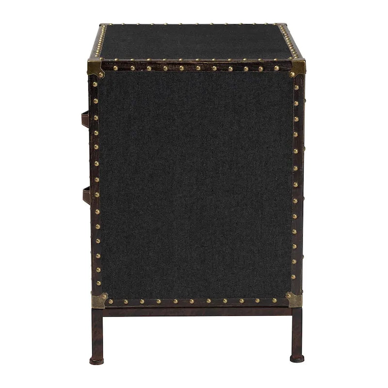 Malle de table d'appoint vintage en toile avec 2 tiroirs