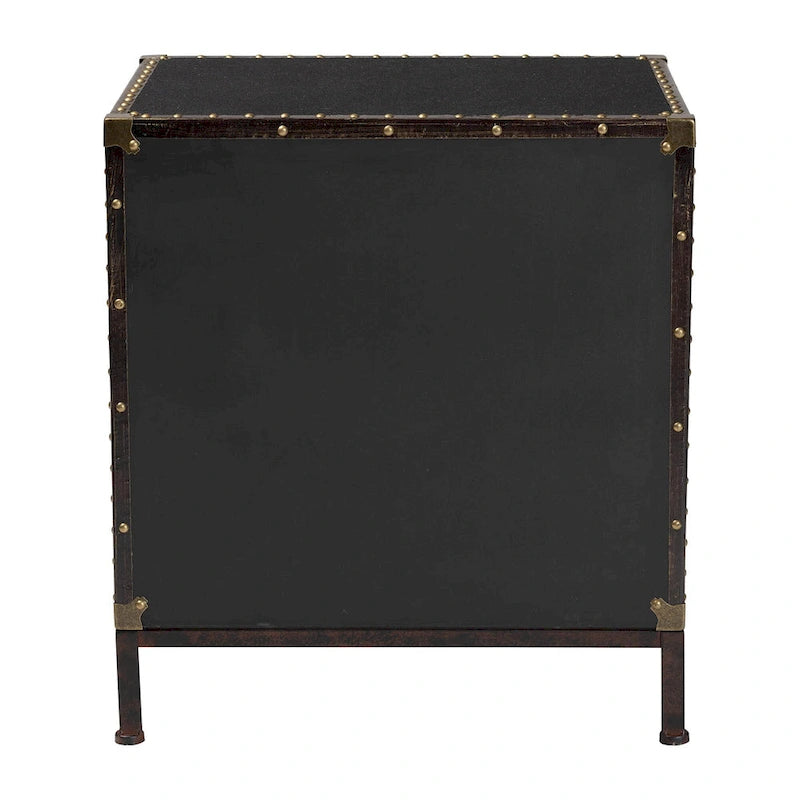 Malle de table d'appoint vintage en toile avec 2 tiroirs