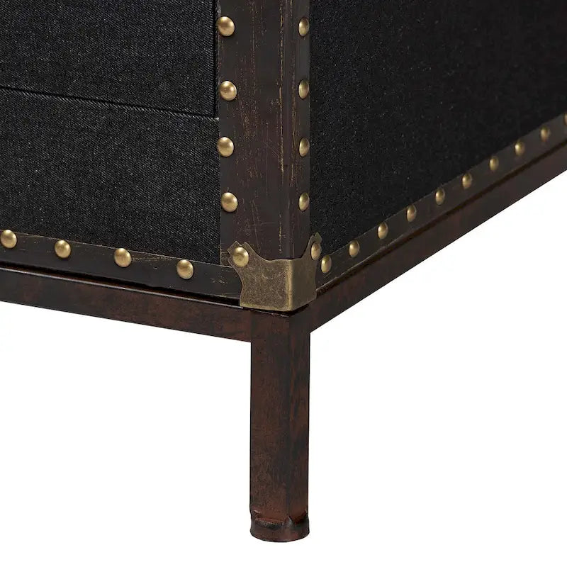 Malle de table d'appoint vintage en toile avec 2 tiroirs