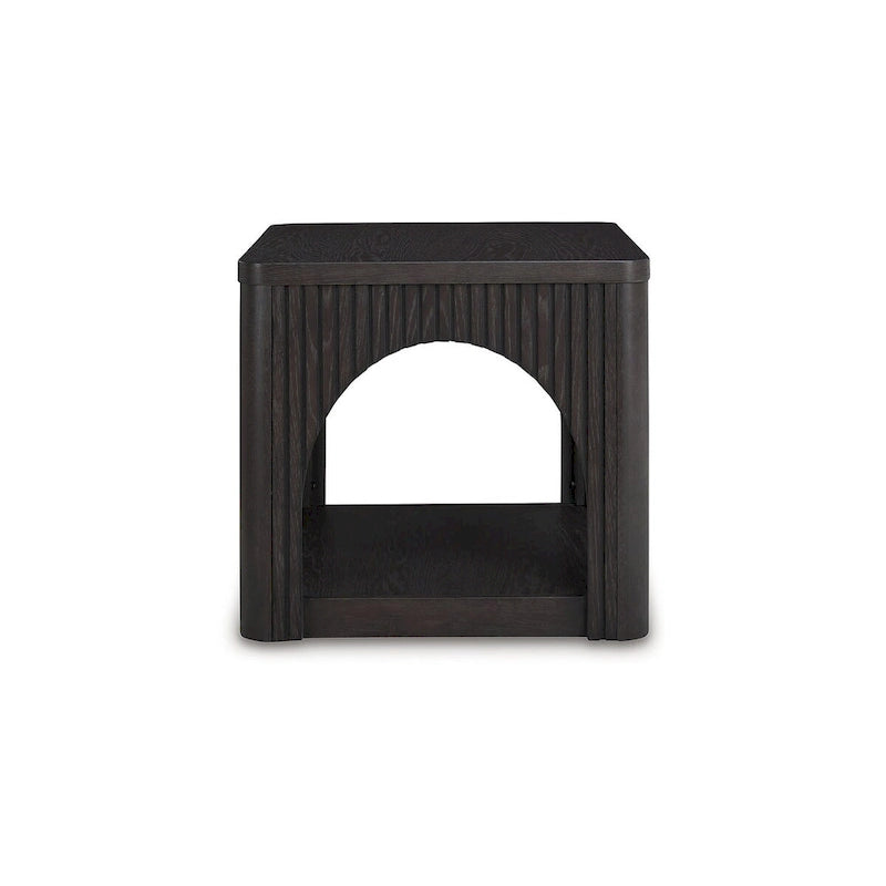 Table d'appoint noire avec détails en arc et treillis - 24W x 24D x 22H