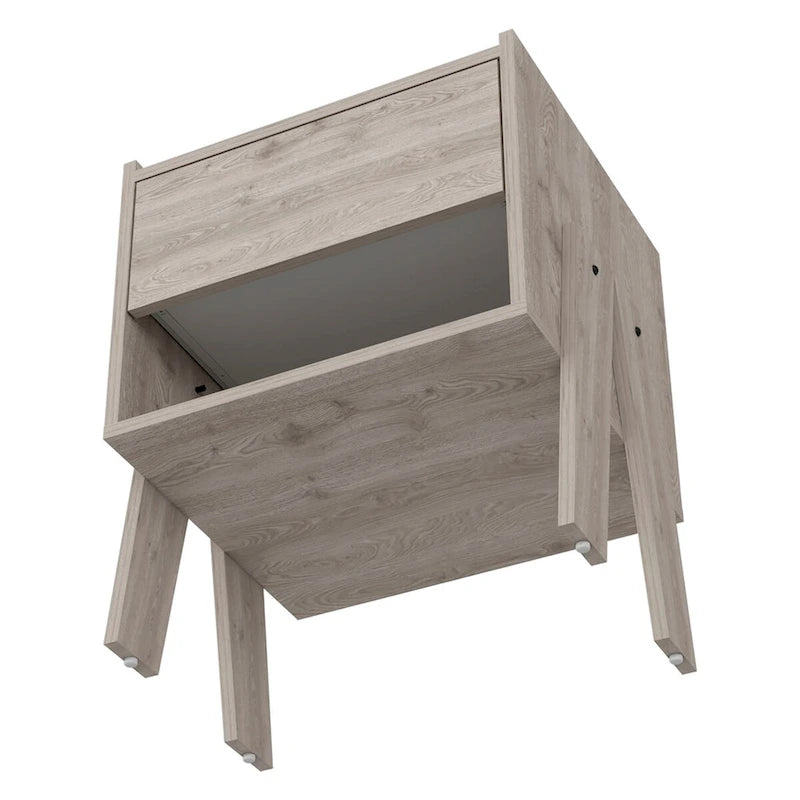 Table de chevet avec étagère ouverte et tiroir - Gris clair