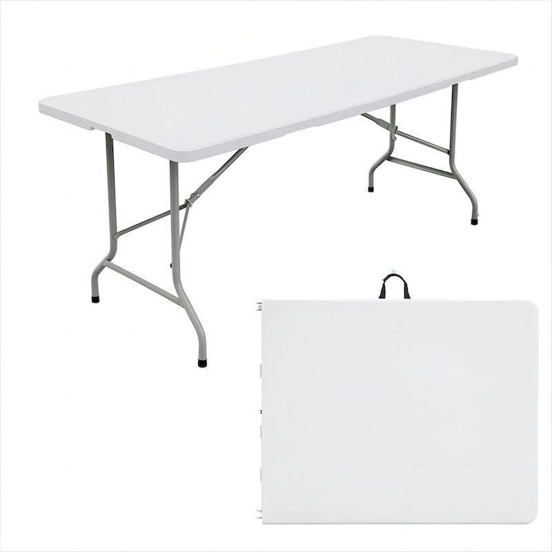 Table pliante rectangulaire en plastique de 1,8 m, blanche