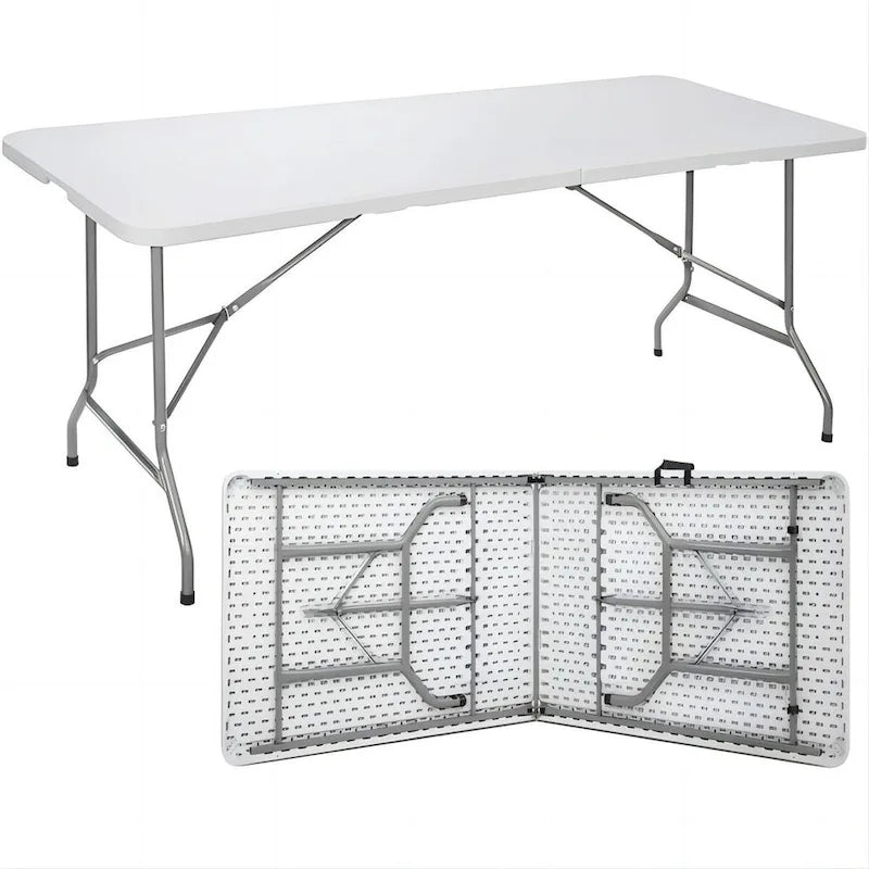 Table pliante rectangulaire en plastique de 1,8 m, blanche