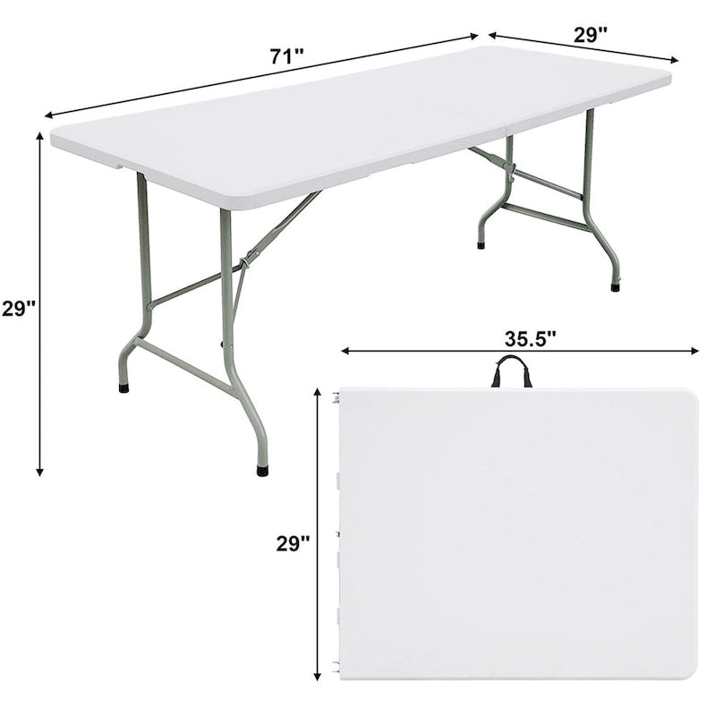 Table pliante rectangulaire en plastique de 1,8 m, blanche