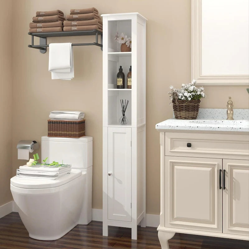 Meuble de rangement de salle de bain avec étagères réglables