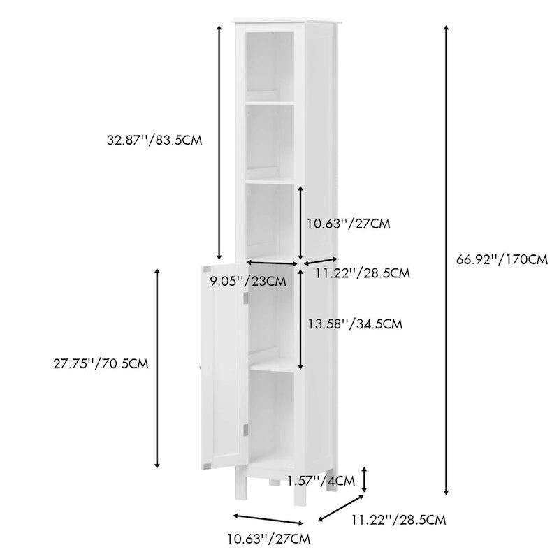 Meuble de rangement de salle de bain avec étagères réglables