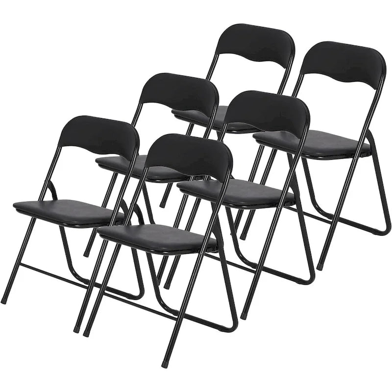 6 chaises pliantes avec coussin et patins antidérapants