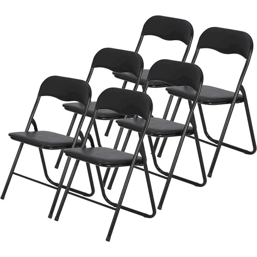 6 Folding Chairs with Cushion, with Non-Slip Feet Pads