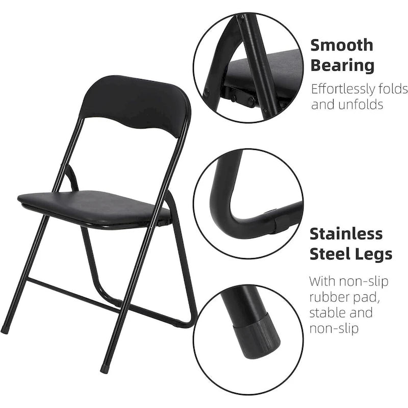 6 chaises pliantes avec coussin et patins antidérapants