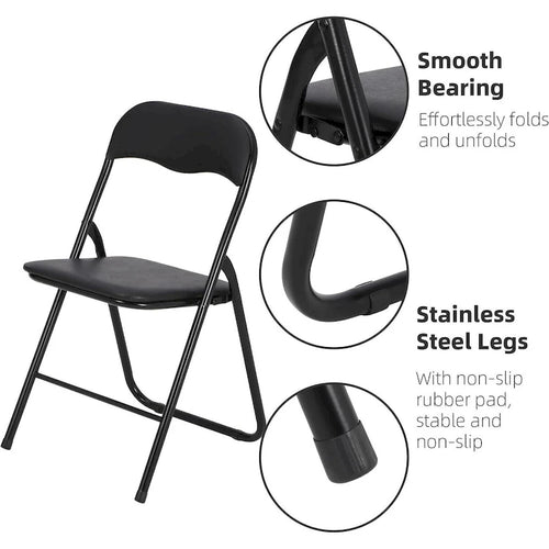 6 chaises pliantes avec coussin et patins antidérapants