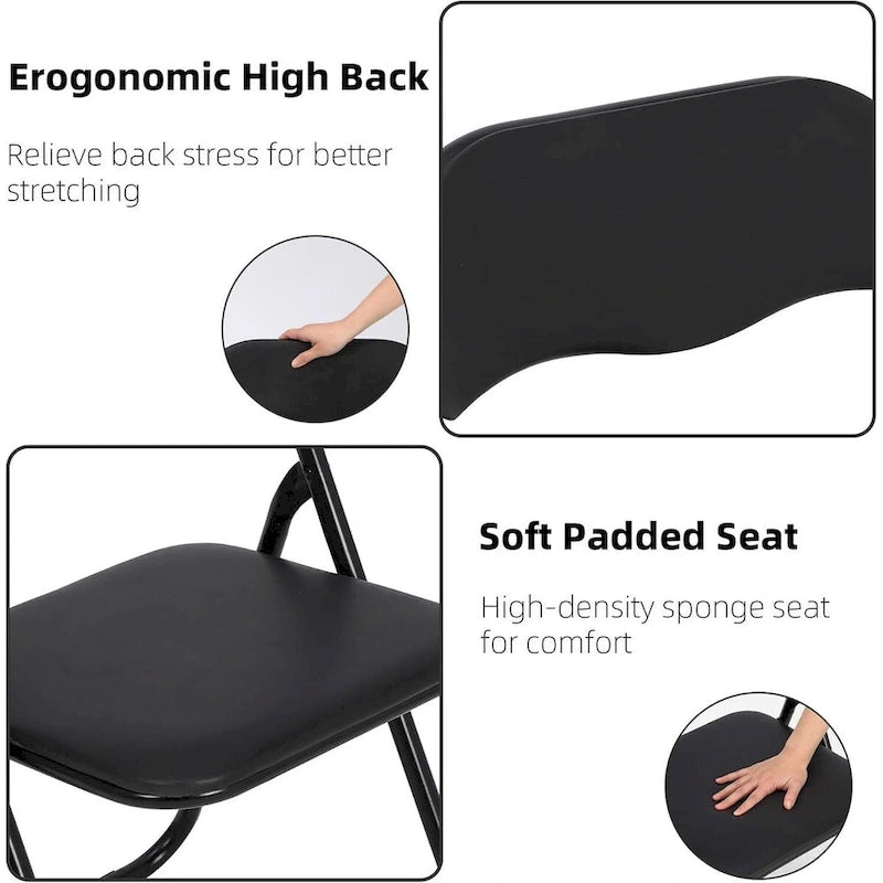 6 chaises pliantes avec coussin et patins antidérapants