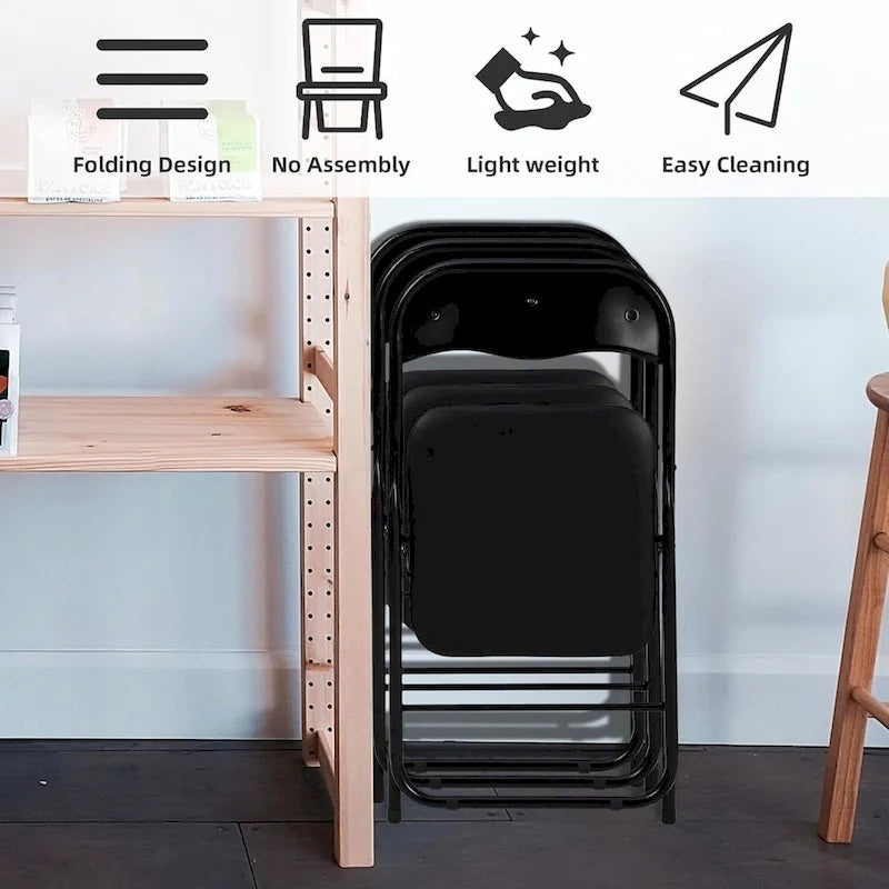 6 chaises pliantes avec coussin et patins antidérapants