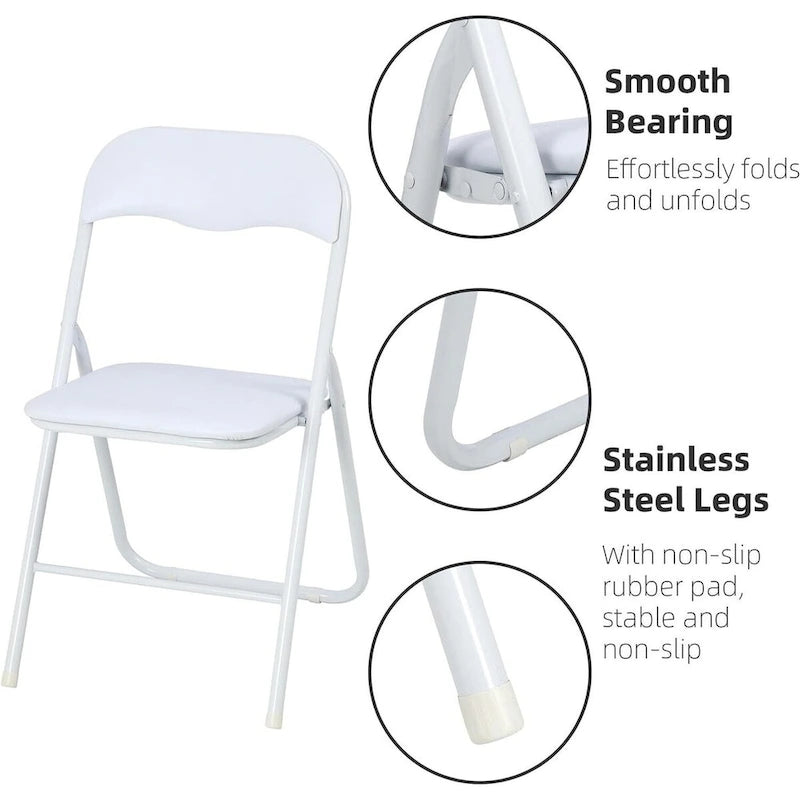 6 chaises pliantes avec coussin et patins antidérapants